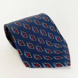 Ralph Lauren CHAPS Golf Country Club Silk Neck Tie Diamond Navy Preppy